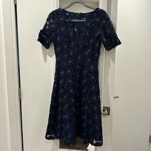 Adriana Papell Navy and Pink flower Dress
